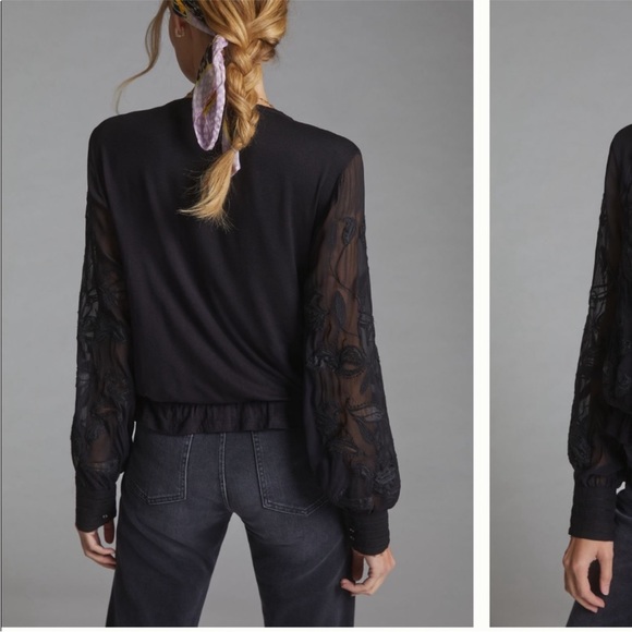 Anthropologie Black Embroidery Size M - Picture 2 of 14